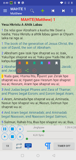 Android application English Jinghpaw Tedim Bible screenshort