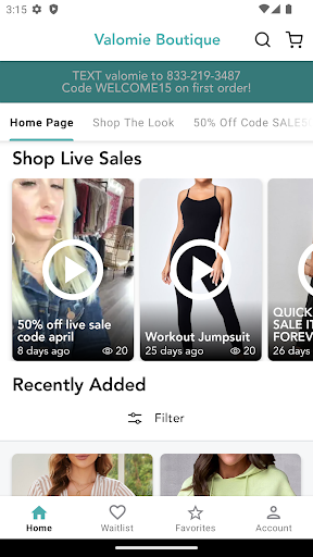 Android application Valomie Boutique screenshort
