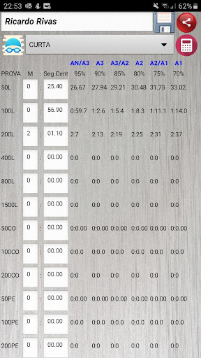 Android application Tabela de Intensidades screenshort
