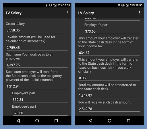 LV Salary tax calculator Screen 2