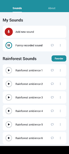 Android application Rainforest Sounds screenshort