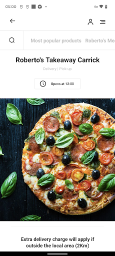 Android application Roberto's Takeaway Carrick IE screenshort