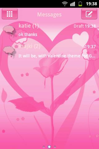 Android application Theme Valentine GO SMS Pro screenshort