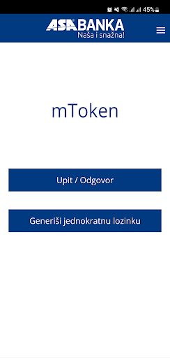 ASA Banka mToken Screen 3