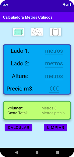 Calculatrice Mètres Cubique-m3 Screen 2