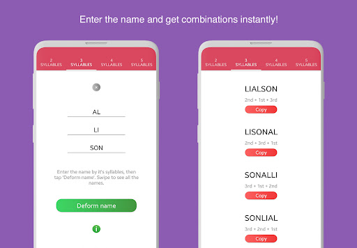 Android application Deform Names screenshort