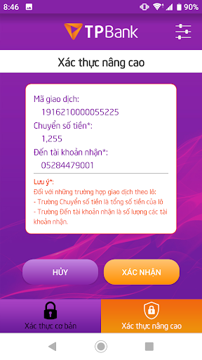 Android application TPBank eToken Biz screenshort