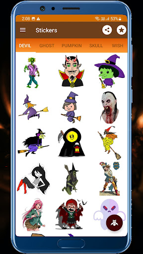 Android application Halloween wishing stickers screenshort