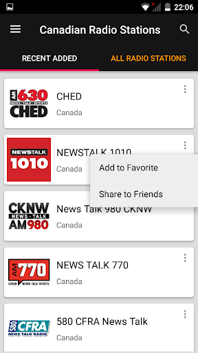 Canadian Radio Stations FM/AM Screen 2