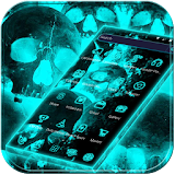 Hell fire Skull Theme Blue icon