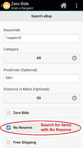 Zero Bids Finder ( No Reserve) Screen 3