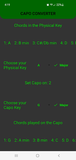 Android application Capo Converter screenshort