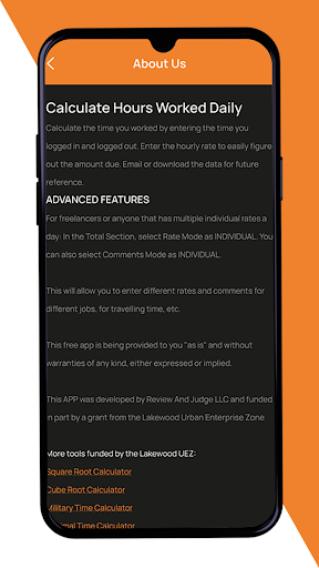 Calculate Hours Pro Screen 2