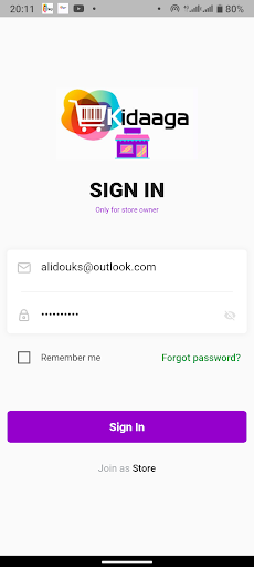 Android application Kidaaga Merchant screenshort