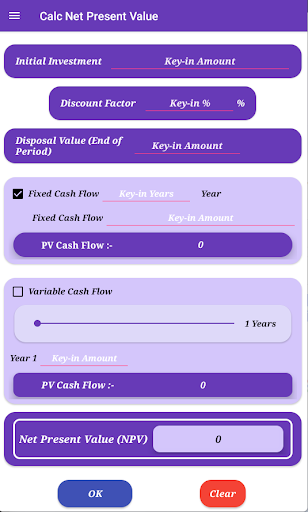 Android application Net Present Value screenshort