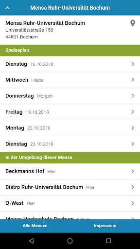 Android application Mensa Bochum screenshort