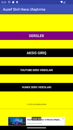 Android application Auzef Sivil Hava Ulaştırma screenshort
