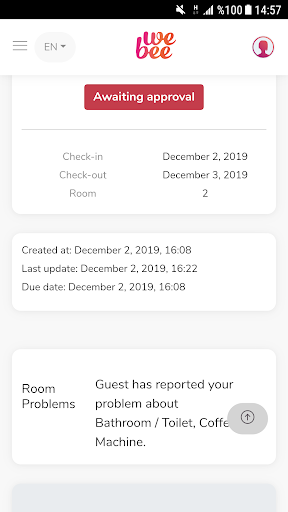 WeBee Staff App Screen 2