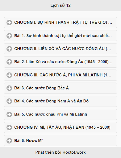 Android application Học tốt Lịch sử lớp 12 screenshort