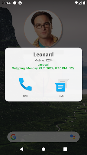 Recent Contacts Widget Screen 2