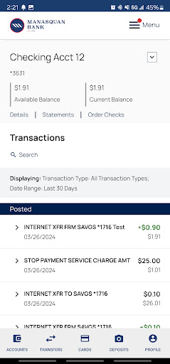 Manasquan Bank Mobile Screen 3