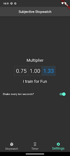Slightly Subjective Stopwatch Screen 2
