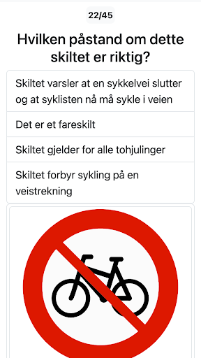 Android application Teoriprøve for bil screenshort