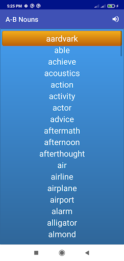 English Nouns List Screen 2