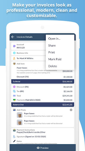 Invoice Generator and Estimate Screen 3