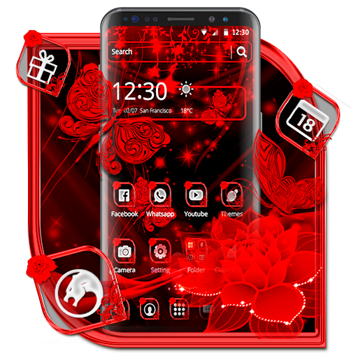 深紅色玫瑰花主題酷炫暗黑霓虹燈光壁紙 Google Play 應用程式