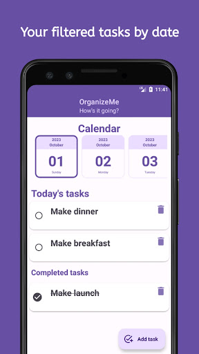 Android application OrganizeMe screenshort