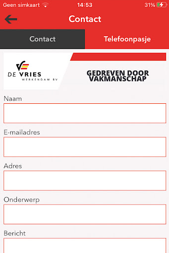 Android application Communicatie De Vries screenshort