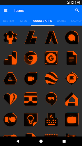 Flat Black and Orange IconPack