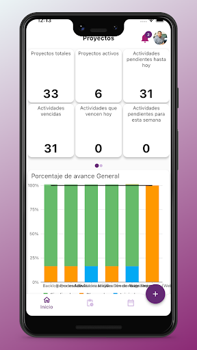 Android application Proyectos screenshort