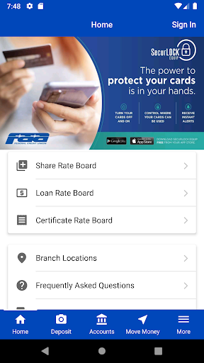 FAA Federal Credit Union Screen 2