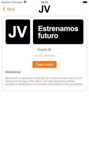 Android application Eventos JV screenshort