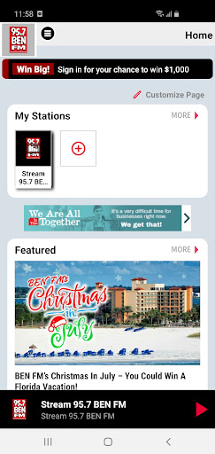 Android application 95.7 BEN-FM screenshort