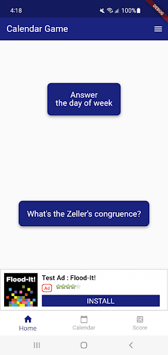 Android application Calendar Game screenshort