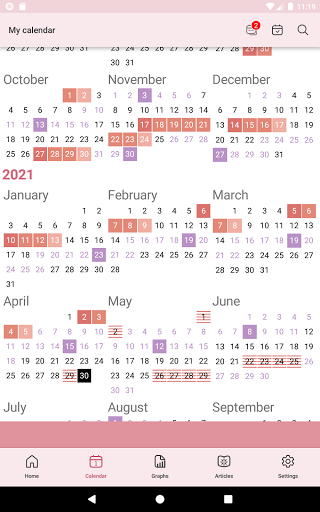 Screenshot of WomanLog Period Calendar