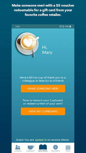 Meri Coffee Sharing App Screen 2