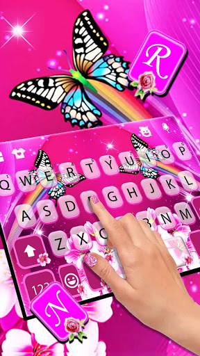 Pink Flower Butterfly Keyboard Screen 2