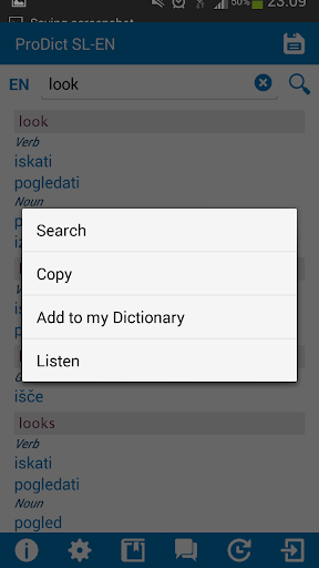 Slovenian - English dictionary Screen 3