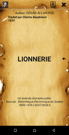 Android application Lionnerie - Edgar Allan Poe screenshort