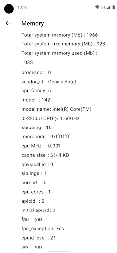 Screenshot of Device Info