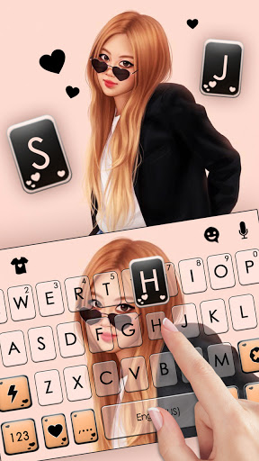 Rose Girl Keyboard Background Screen 2