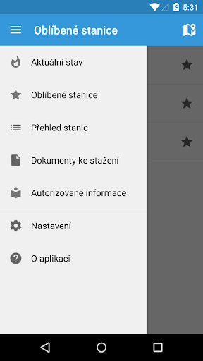 Android application Stavy a průtoky screenshort