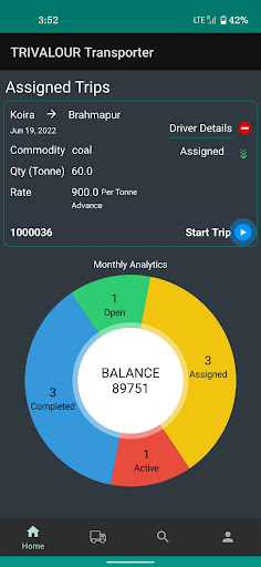 Android application TRIVALOUR TRANSPORTER screenshort