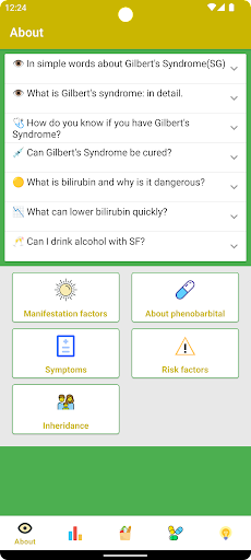 Android application Gilbert Syndrome Guidlines screenshort
