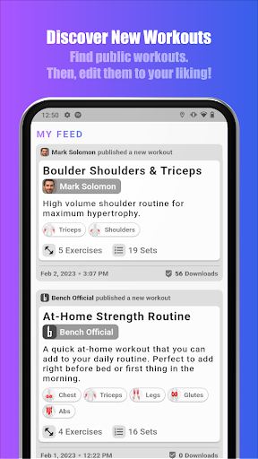 Bench Gym Log: Workout Tracker Screen 3