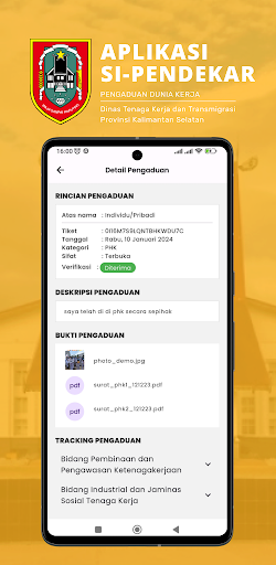 SI-PENDEKAR - Pengaduan Naker Screen 3